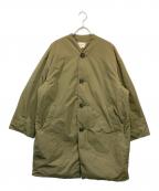 LE GLAZIKル グラジック）の古着「ノーカラーダウンコート」｜カーキ