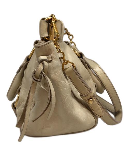 MIU MIU（ミュウミュウ）MIU MIU (ミュウミュウ) 2WAYショルダーバッグ ベージュの古着・服飾アイテム