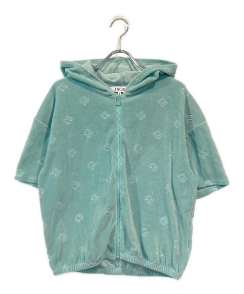 Christian Dior（クリスチャン ディオール）Christian Dior (クリスチャン ディオール) CDロゴ半袖ベロアジップパーカー スカイブルー サイズ:SIZE13の古着・服飾アイテム