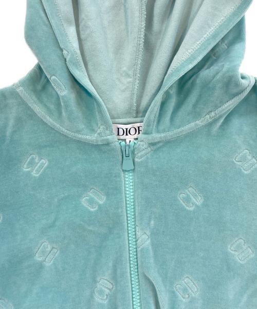 Christian Dior（クリスチャン ディオール）Christian Dior (クリスチャン ディオール) CDロゴ半袖ベロアジップパーカー スカイブルー サイズ:SIZE13の古着・服飾アイテム