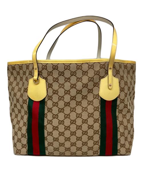GUCCI（グッチ）GUCCI (グッチ) チャーム付トートバッグ イエローの古着・服飾アイテム
