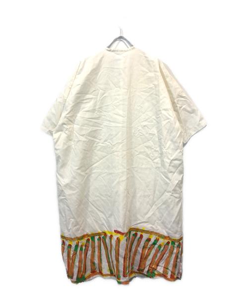 HERALBONY（ヘラルボニー）HERALBONY (ヘラルボニー) リネン混ワンピース ベージュ×オレンジ サイズ:Freeの古着・服飾アイテム