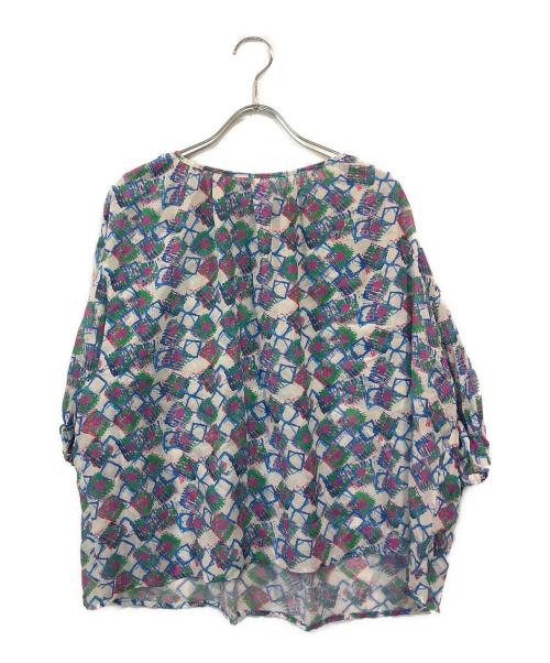 HERALBONY（ヘラルボニー）HERALBONY (ヘラルボニー) シフォンブラウス「タイトル不明」 ブルー×ホワイト サイズ:SIZE Freeの古着・服飾アイテム