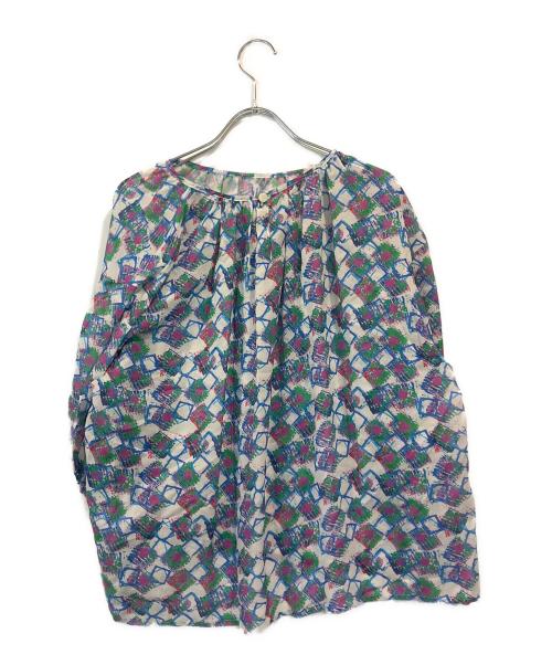 HERALBONY（ヘラルボニー）HERALBONY (ヘラルボニー) シフォンブラウス「タイトル不明」 ブルー×ホワイト サイズ:SIZE Freeの古着・服飾アイテム