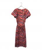 HERALBONYヘラルボニー）の古着「バルーンスリーブワンピース「無題」」｜レッド