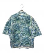 HERALBONYヘラルボニー）の古着「ノーカラーシャツ「クリスマスツリーショップ」」｜グリーン×ブルー