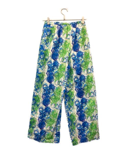 HERALBONY（ヘラルボニー）HERALBONY (ヘラルボニー) サテンパンツ「タイトル不明」 ブルー×グリーン サイズ:SIZE Freeの古着・服飾アイテム