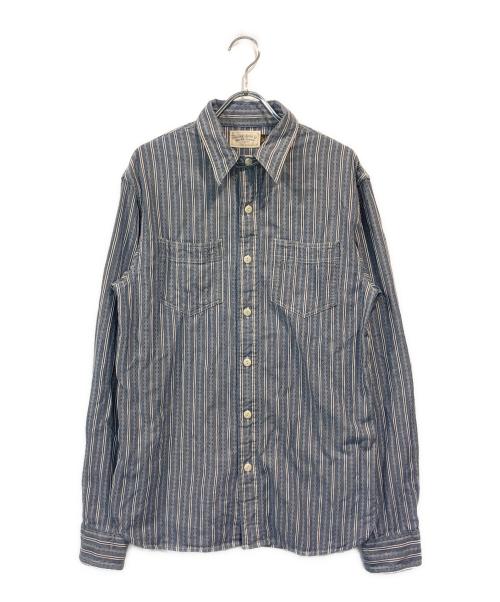 RRL（ダブルアールエル）RRL (ダブルアールエル) 刺繍ストライプシャツ ブルー サイズ:Sの古着・服飾アイテム