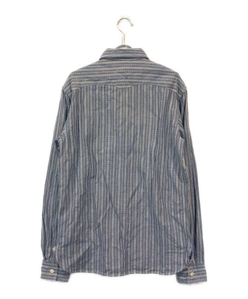 RRL（ダブルアールエル）RRL (ダブルアールエル) 刺繍ストライプシャツ ブルー サイズ:Sの古着・服飾アイテム