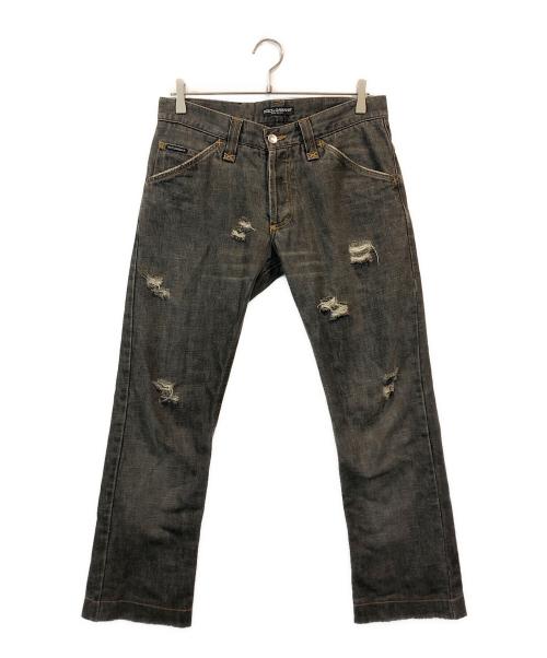 DOLCE & GABBANA（ドルチェ＆ガッバーナ）DOLCE & GABBANA (ドルチェ＆ガッバーナ) ダメージデニムパンツ グレー サイズ:SIZE 44の古着・服飾アイテム