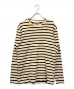 JIL SANDERジルサンダー）の古着「バックロゴボーダーニット」｜ベージュ×ブラック