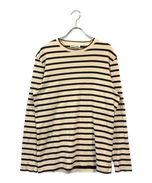 JIL SANDER（ジルサンダー）JIL SANDER (ジルサンダー) バックロゴボーダーニット ベージュ×ブラック サイズ:Sの古着・服飾アイテム