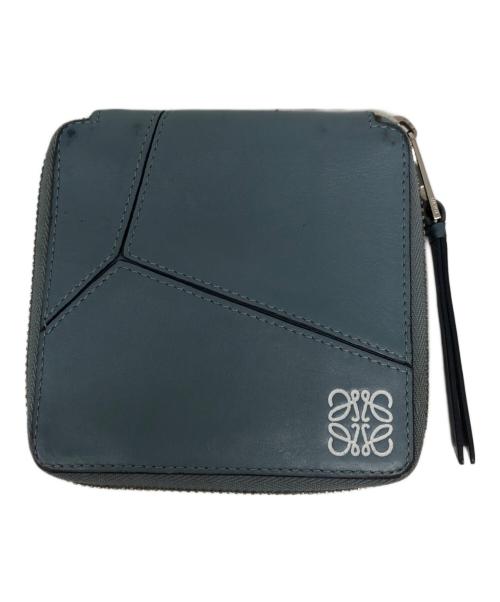 LOEWE（ロエベ）LOEWE (ロエベ) パズルスクエアラウンドジップウォレット ブルーの古着・服飾アイテム