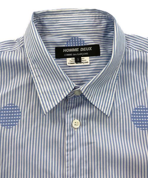 COMME des GARCONS HOMME DEUX（コムデギャルソン オム ドゥ）COMME des GARCONS HOMME DEUX (コムデギャルソン オム ドゥ) ストライプドットシャツ ブルー サイズ:SIZE Sの古着・服飾アイテム