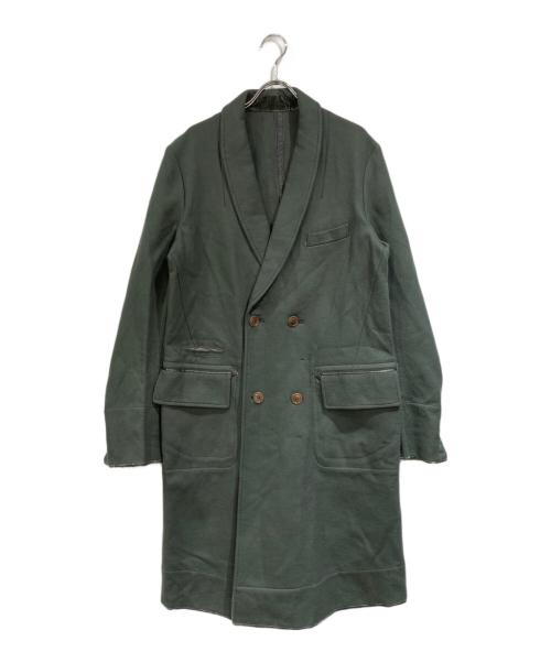 TAKAHIROMIYASHITA TheSoloIst.（タカヒロミヤシタ ザソロイスト）TAKAHIROMIYASHITA TheSoloIst. (タカヒロミヤシタ ザソロイスト) ベロア切替チェスターコート カーキ サイズ:SIZE 46の古着・服飾アイテム