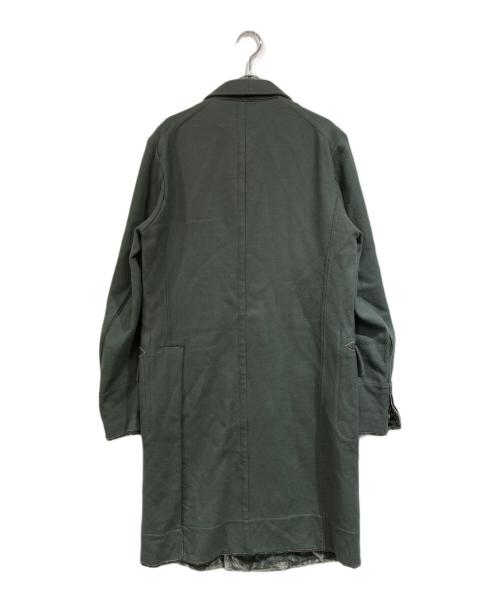 TAKAHIROMIYASHITA TheSoloIst.（タカヒロミヤシタ ザソロイスト）TAKAHIROMIYASHITA TheSoloIst. (タカヒロミヤシタ ザソロイスト) ベロア切替チェスターコート カーキ サイズ:SIZE 46の古着・服飾アイテム