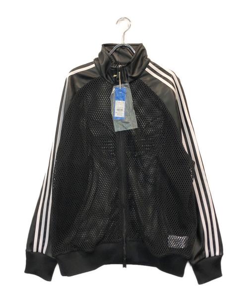 adidas（アディダス）adidas (アディダス) JEREMY SCOTT (ジェレミースコット) フェイクレザー メッシュ トラックトップ ブラック サイズ:SIZE 2XLの古着・服飾アイテム