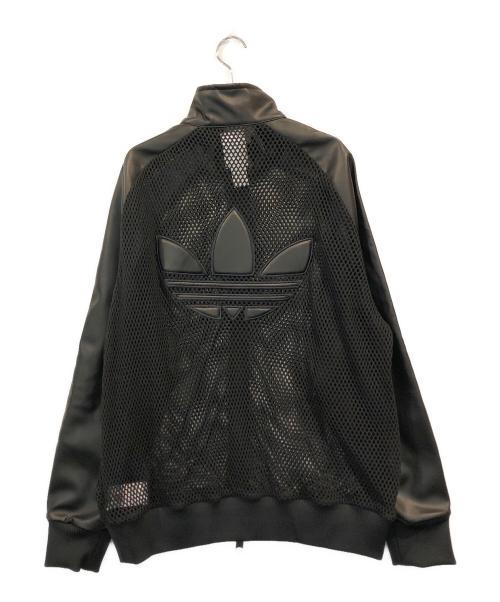 adidas（アディダス）adidas (アディダス) JEREMY SCOTT (ジェレミースコット) フェイクレザー メッシュ トラックトップ ブラック サイズ:SIZE 2XLの古着・服飾アイテム
