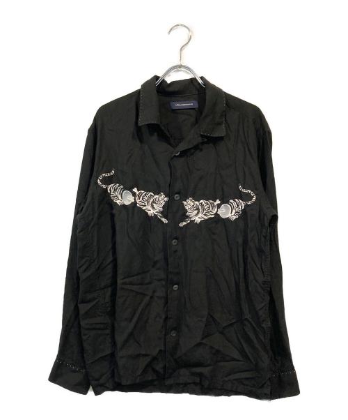 JohnUNDERCOVER（ジョンアンダーカバー）JohnUNDERCOVER (ジョンアンダーカバー) トラ刺繍オープンカラースカシャツ ブラック サイズ:SIZE 2の古着・服飾アイテム