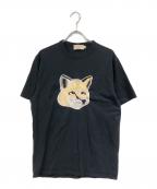 maison kitsuneメゾンキツネ）の古着「ビッグ パステルフォックスヘッド ロゴTシャツ」｜ネイビー
