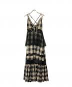 MAISON SPECIALメゾンスペシャル）の古着「Check Pattern Tulle One-piece Dress」｜ブラック×ベージュ