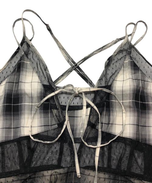 MAISON SPECIAL（メゾンスペシャル）MAISON SPECIAL (メゾンスペシャル) Check Pattern Tulle One-piece Dress ブラック×ベージュ サイズ:Freeの古着・服飾アイテム