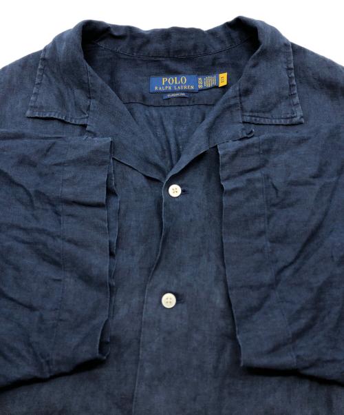 POLO RALPH LAUREN（ポロ・ラルフローレン）POLO RALPH LAUREN (ポロ・ラルフローレン) ポニー刺繍オープンカラーリネン半袖シャツ ネイビー サイズ:XLの古着・服飾アイテム