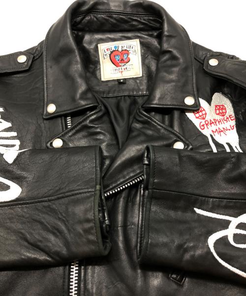 GRAPHISTE MAN.G（グラフィスト マンジー）GRAPHISTE MAN.G (グラフィスト マンジー) ライダースジャケット ブラック サイズ:FREEの古着・服飾アイテム