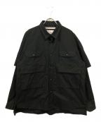 WHITE MOUNTAINEERINGホワイトマウンテ二アニング）の古着「リップストップ切替ビッグシルエットシャツ」｜ブラック
