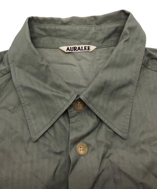 AURALEE（オーラリー）AURALEE (オーラリー) WASHED FINX HERRINGBONE HALF SLEEVED SHIRTS グリーン サイズ:5の古着・服飾アイテム