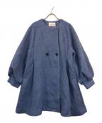 EMMEL REFINESエメル リファインズ）の古着「ウール混ノーカラーコート」｜ブルー