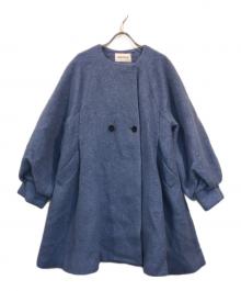 EMMEL REFINES（エメル リファインズ）の古着「ウール混ノーカラーコート」｜ブルー