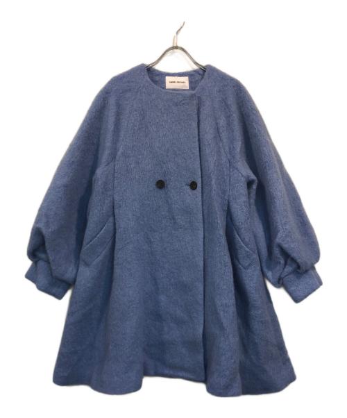 EMMEL REFINES（エメル リファインズ）EMMEL REFINES (エメル リファインズ) ウール混ノーカラーコート ブルー サイズ:SIZE Freeの古着・服飾アイテム