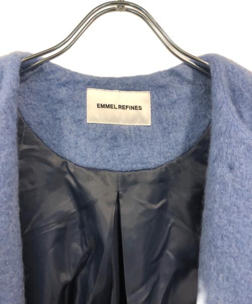 EMMEL REFINES（エメル リファインズ）EMMEL REFINES (エメル リファインズ) ウール混ノーカラーコート ブルー サイズ:SIZE Freeの古着・服飾アイテム
