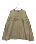 stussyステューシー）の古着「FOOTBALL CREW PIGMENT DYED COTTON」｜ベージュ