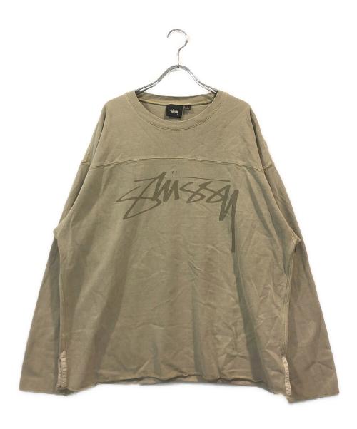 stussy（ステューシー）stussy (ステューシー) FOOTBALL CREW PIGMENT DYED COTTON ベージュ サイズ:Lの古着・服飾アイテム