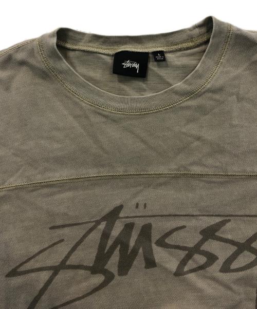 stussy（ステューシー）stussy (ステューシー) FOOTBALL CREW PIGMENT DYED COTTON ベージュ サイズ:Lの古着・服飾アイテム