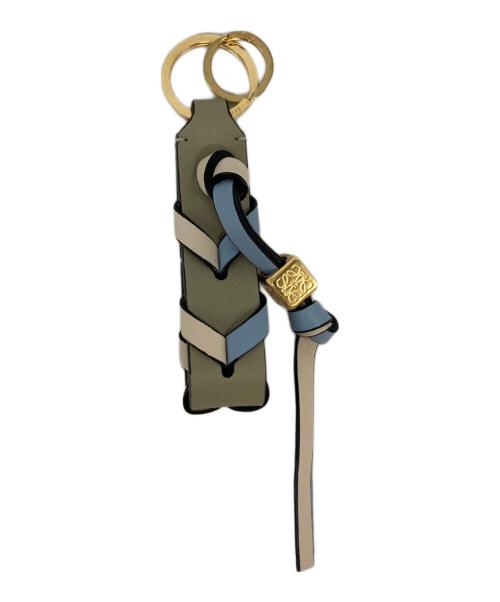 LOEWE（ロエベ）LOEWE (ロエベ) ブレイデッド ストラップ キーリング ブルー×カーキの古着・服飾アイテム