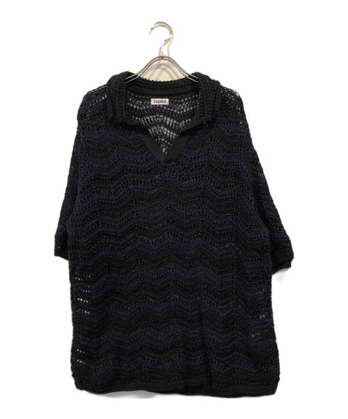 Coohem（コーヘン）Coohem (コーヘン) yonetomi (ヨネトミ) メッシュニットポロシャツ ネイビー サイズ:Freeの古着・服飾アイテム
