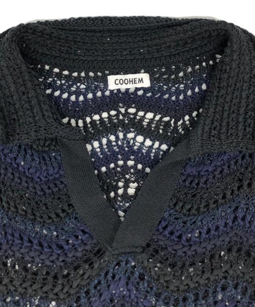 Coohem（コーヘン）Coohem (コーヘン) yonetomi (ヨネトミ) メッシュニットポロシャツ ネイビー サイズ:Freeの古着・服飾アイテム