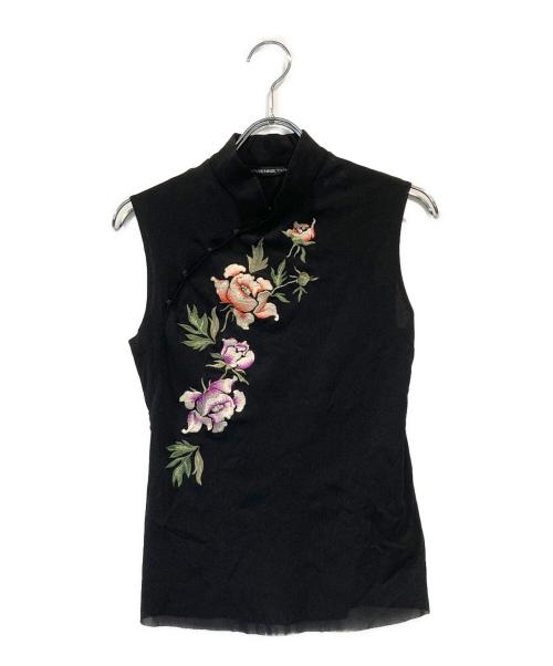 VIVIENNE TAM（ヴィヴィアンタム）VIVIENNE TAM (ヴィヴィアンタム) 刺繍ノースリーブパワーネットブラウス ブラック サイズ:SIZE 1の古着・服飾アイテム