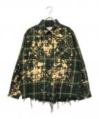 RAFUラフ）の古着「ブリーチ加工チェックシャツ」｜グリーン