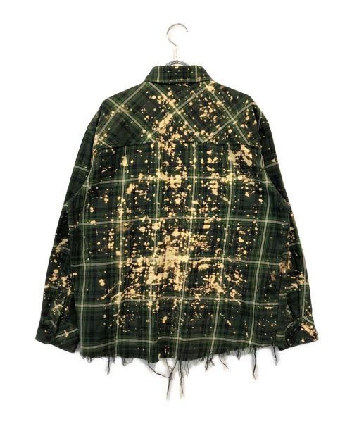 RAFU（ラフ）RAFU (ラフ) ブリーチ加工チェックシャツ グリーン サイズ:Sの古着・服飾アイテム
