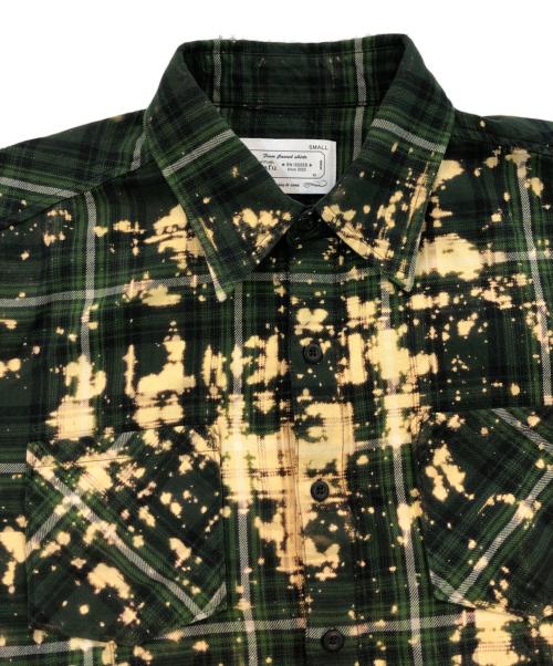 RAFU（ラフ）RAFU (ラフ) ブリーチ加工チェックシャツ グリーン サイズ:Sの古着・服飾アイテム