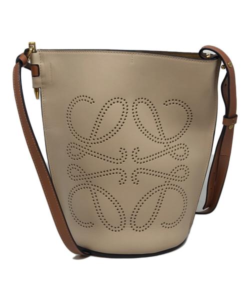 LOEWE（ロエベ）LOEWE (ロエベ) ゲートアナグラムレザーショルダーバッグ ベージュ×ブラウンの古着・服飾アイテム