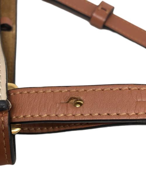 LOEWE（ロエベ）LOEWE (ロエベ) ゲートアナグラムレザーショルダーバッグ ベージュ×ブラウンの古着・服飾アイテム