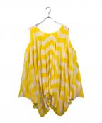 ISSEY MIYAKEイッセイミヤケ）の古着「総柄ノースリーブカットソー」｜ホワイト×イエロー