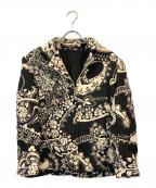 LEONARD FASHIONレオナールファッション）の古着「総柄シルクウールジップアップジャケット」｜ブラック×ホワイト