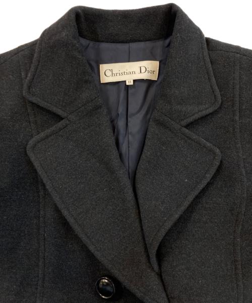 Christian Dior（クリスチャン ディオール）Christian Dior (クリスチャン ディオール) アンゴラ混ロングコート ネイビー サイズ:11号の古着・服飾アイテム