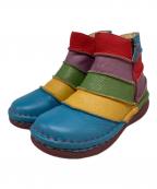 estacionエスタシオ）の古着「カラフルボーダーショートブーツ」｜ピンク